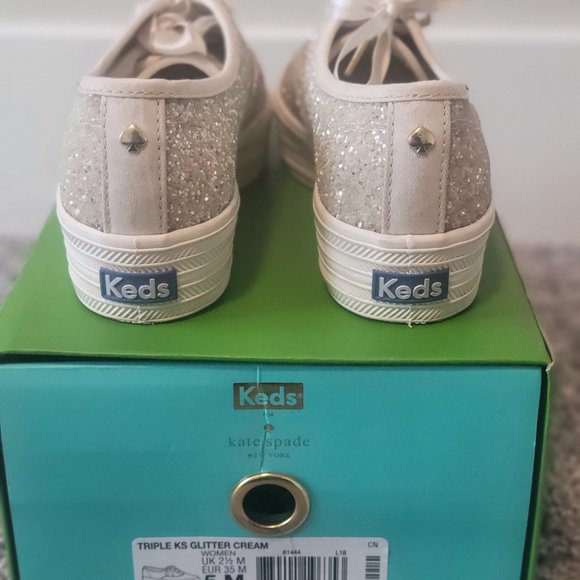 Cream Keds x Kate Spade triple glitter size 5 - Picture 2 of 5